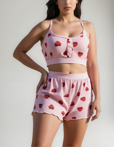 Conjunto De Pijama Verano Mujer Short Y Top De Tirantes