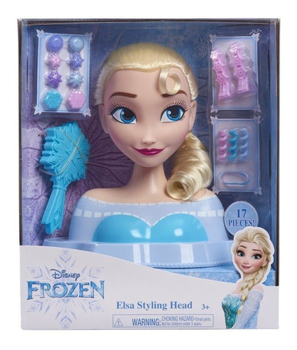 JP Disney FRND2000 Styling Frozen 2 Elsa Basic Hair Styling Head 17 Hair  Accessories Included Toy for Children from 3 Years of Age Black   Amazones Juguetes y juegos