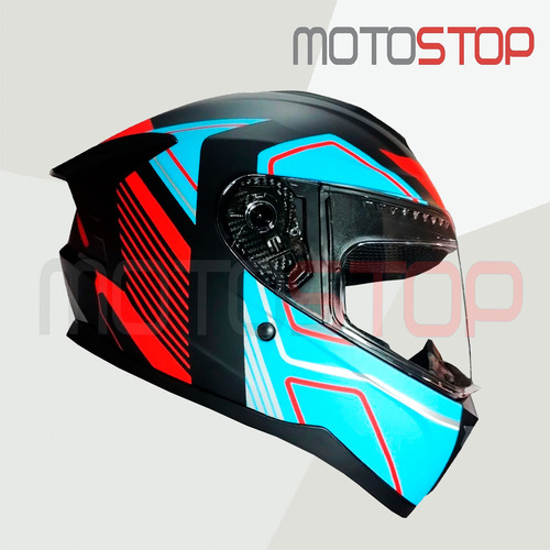 Casco Integral Ghb M-72 Exilio Azul Rojo Matte