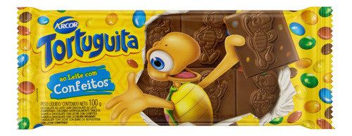 Chocolate ao Leite com Confeitos Tortuguita  pacote 100 g