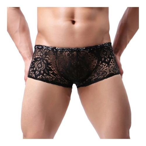 Boxer Elastizado Con Encaje Slip Transparente Hombre 