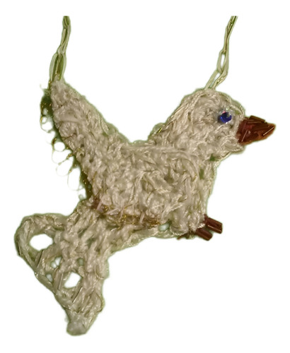 Collar Crochet Paloma Tejido En Hilo De Seda Y Alambre Fino