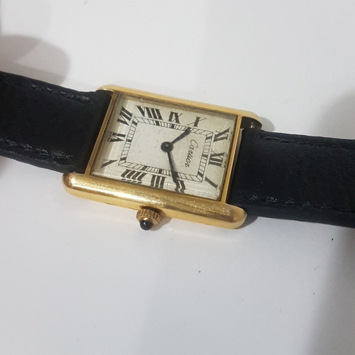 Relógio Cartier Acorda Todo Original Em Plaquer De Ouro Lind