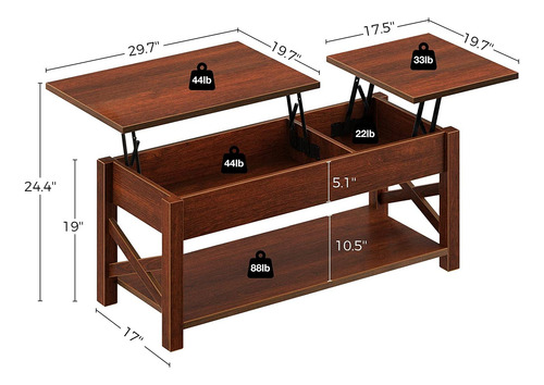 Mesa De Centro Con Compartimento Oculto Y Soporte De Madera