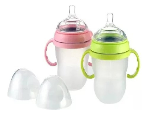 Mamadera Anti Cólicos De Silicona Con Asas 210 Ml Bebes