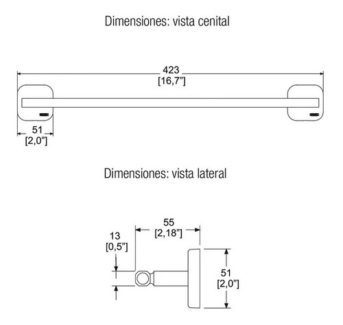 Toallero De Barra Piazza Marca Helvex Pia-105 Acabado Cromo
