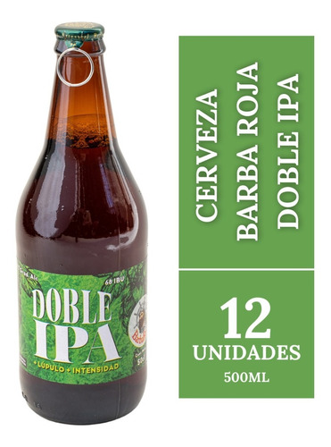 Cerveza Barba Roja Doble Ipa Pack X 12 Botellas 500ml.