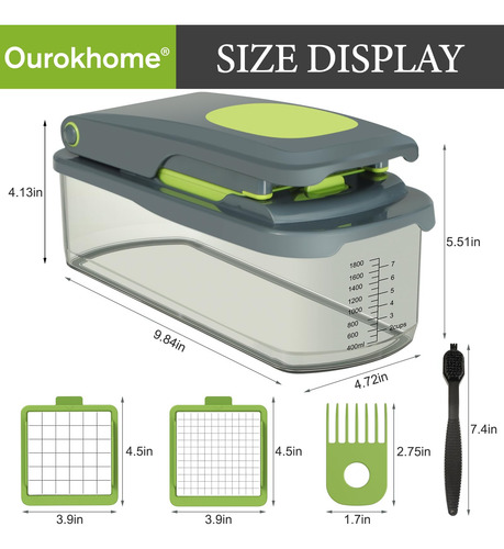 Cortador De Verduras Ourokhome Modelo Manual Con Contenedor Verde