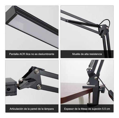 Lámpara De Escritorio Led, Lámpara Led Con Brazo Oscilante