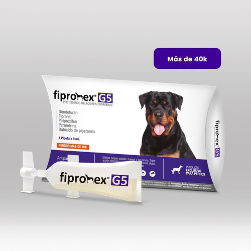 Antipulgas Para Perros Fipronex G5 1 Pip X 9ml 