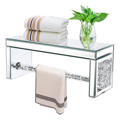 Glass Mirrored Wall Shelf. Wall Mounted For Over Toilet. Gla