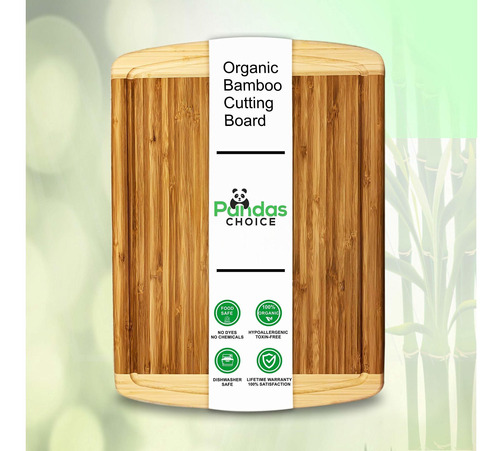 Tabla Cortar Madera Bambu Ranura Jugo Extra Grande 18