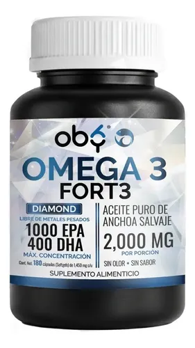 Omega 3 Diamond 2000mg Anchoa, EPA DHA Sin Eructos, Sabor Ni Olor, 180 Capsulas