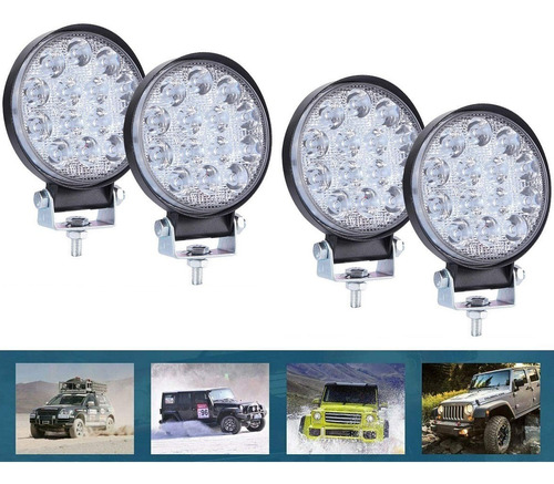 X4 Luces Foco Neblinero Led 27w 4x4 Auto Caminon Redondo