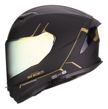 Casco Force Ngo/oro Cromado Hax Integral Certificado Color Negro Tamaño del casco L