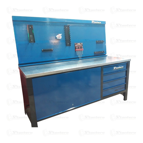 Banco De Trabajo Palladino Azul 2.00 Mts + Tablero + Regalo