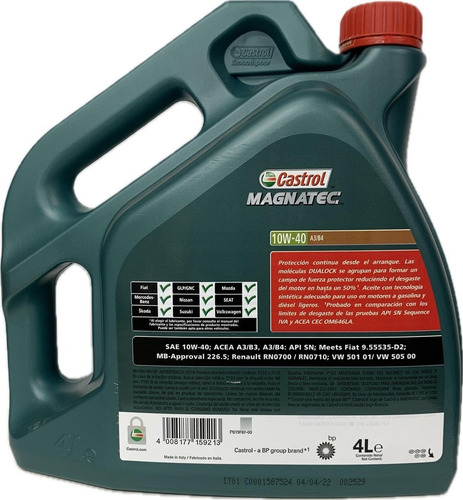 Aceite Castrol 10w-40 Magnatec 4 Litros