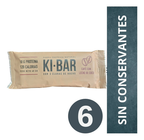 Ki-bar proteína y energía barras proteicas naturales sabor café 6 barras de 40 gr