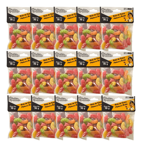 Bala De Goma Minhoca Ácida (sachê) 70g X 15
