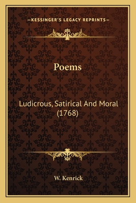 Libro Poems: Ludicrous, Satirical And Moral (1768) - Kenr...