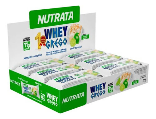 Whey Grego Bar (caixa 12 Unidades) - Nutrata Barra Proteina Sabor Torta de Limão