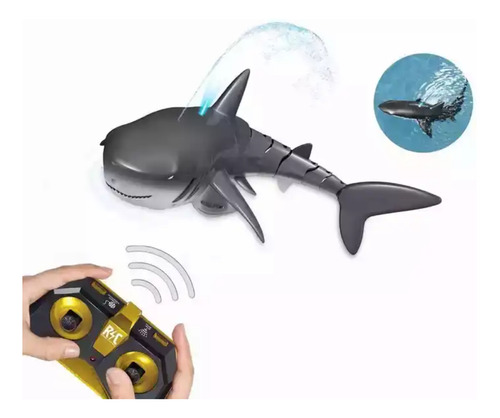 Tiburon A Control Remoto 2.4 Ghz Juguete De Agua Negro