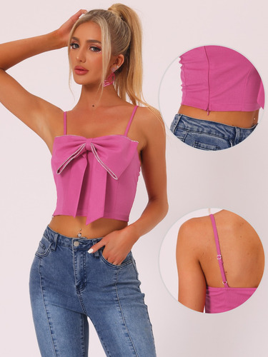 A Blusa Mujer Top Corto Sin Mangas Con Tirantes Finos Fiesta