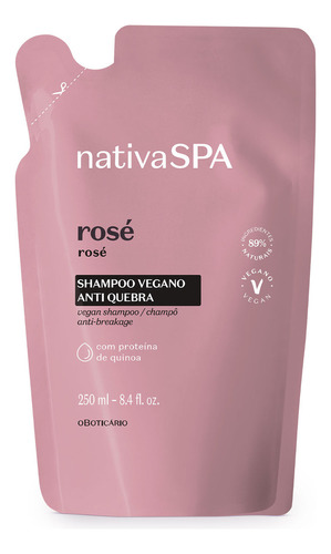  O Boticário Nativa Spa Rosé Refil Shampoo Vegano 250ml