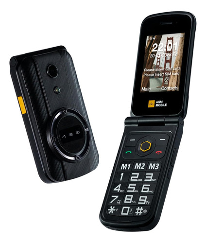 Agm M8 Flip Sicurity+ Flip Phone, Teléfono Celular Desbloqueado Con Botón Grande 4g Para Personas Mayores, Teléfono Resistente 104db Speake