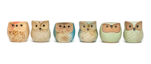 Imagen 3 de 10 de Macetas Mini Lapiceros X6 Unidades Ceramica Diseño Buhos
