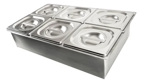 comprar Baño Maria Con 6 Insertos Sextos De 10 Cm D Profundo C\u002Ftapa