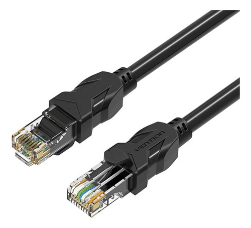 Cable De Red Vention Cat6 Certificado - 25 Metros - Premium Patch Cord - Blindado Reforzado - Utp Rj45 Ethernet 1000 Mbps - 250 Mhz - Cobre - Pc - Notebook - Servidores - Negro - Ibbbs