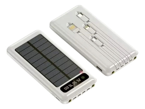 Power Bank 15000 Mah Recargable Linterna Con Cables Blanco