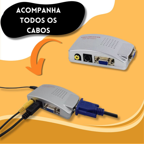 Conversor Vga P/ Rca + S-video Pc Notebook Tv Telão Projetor