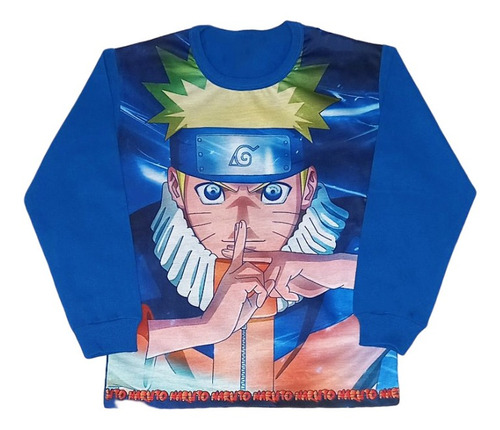 Camiseta Infantil Manga Longa Naruto Azul - 10
