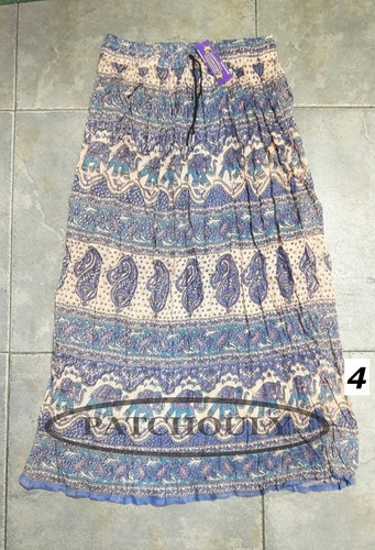Pollera Falda Larga Bagru Hindú Estampado Talle Único Color