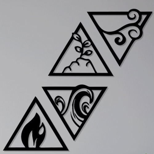 Cuatro Elementos Triángulos - Cuadro Decorativo Mdf 3mm -
