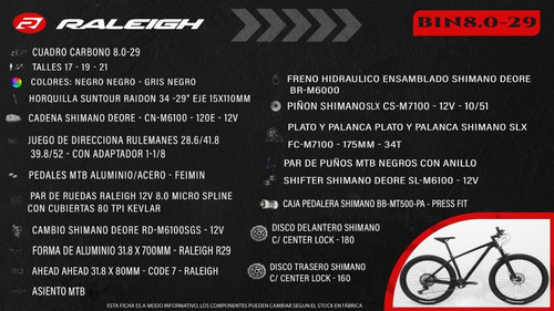 Imagen 5 de 5 de Bicicleta Mtb Raleigh Mojave 8.0 Deore Slx Carbono Rodado 29