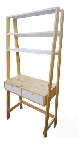 comprar Escritorio Escandinavo Con Estantes \u002F Biblioteca Madera !!!