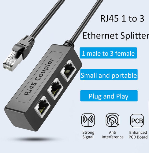 Divisor Ethernet Rj45 1 A 3 Adaptador De Red, Rj45 1 Macho A