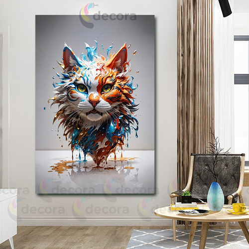 Cuadro Gatos Mascotas Michis Animales Abstrac 130x90b