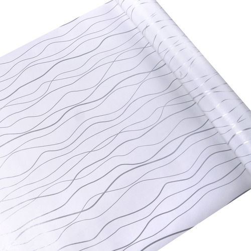 Imagen 2 de 9 de Papel Tapiz Adherible 10m X 45cm Rayas Plata Elegante Tp35