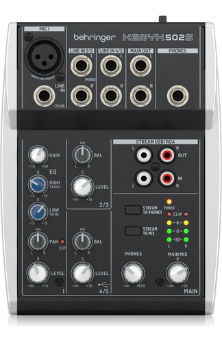 Mezcladora Behringer Xenyx 502s 5 Canales Con Interfase Usb