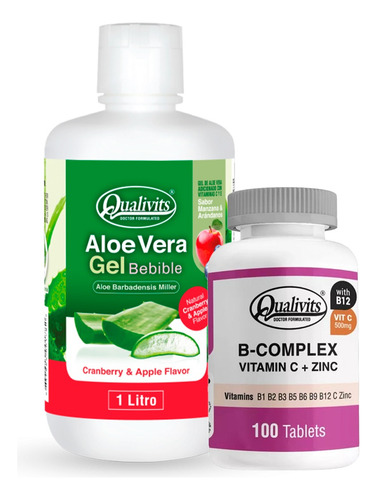 B Complex Vitamina B, Zinc + Aloe Vera Bebible 1l Qualivits Sabor Manzana