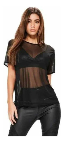 Remeron Microtul Red Color Negro Transparencia Moda Trendy