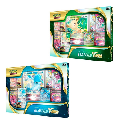 Box Evoluções Eevee V - Astro Pokémon Copag Glaceon Leafeon
