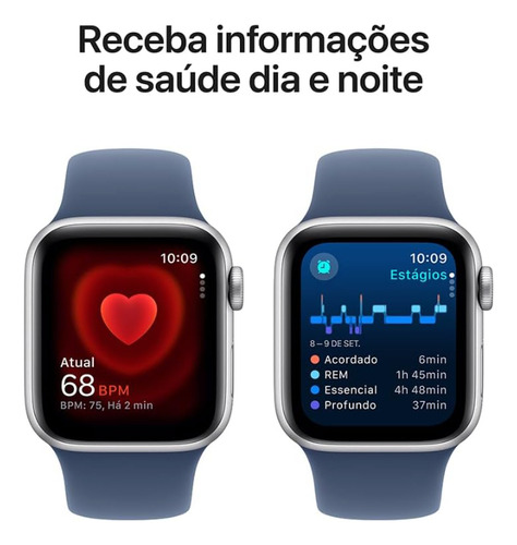Apple Watch Se 2a Geração 40mm Gps Cx Prateado Pulseira Azul