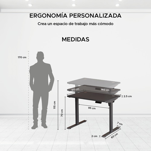 Escritorio Perspective Ajustable 140cm Café
