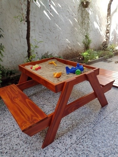 Imagen 7 de 10 de Mesa Arenera, Arenero Infantil Sin Pintar, Arenero De Madera
