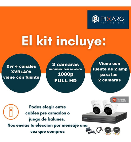 Imagen 2 de 8 de Kit 2 Cámaras Dahua C/ Audio Exterior Hd Dvr 4 Canales P2p